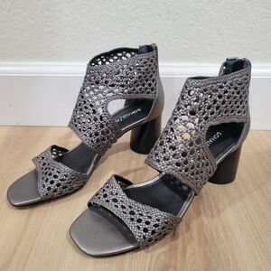 Donald J. Pliner Metallic Gray Heeled Sandals